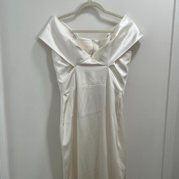 Brandon Maxwell Bridal Collection Silk Off-The-Shoulder Gown Sz 4 - Picture 5 of 15